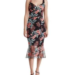 NWT Guess Striking Embroidered Floral Sleeveless Dress w/ Flounce Hem- Size 16